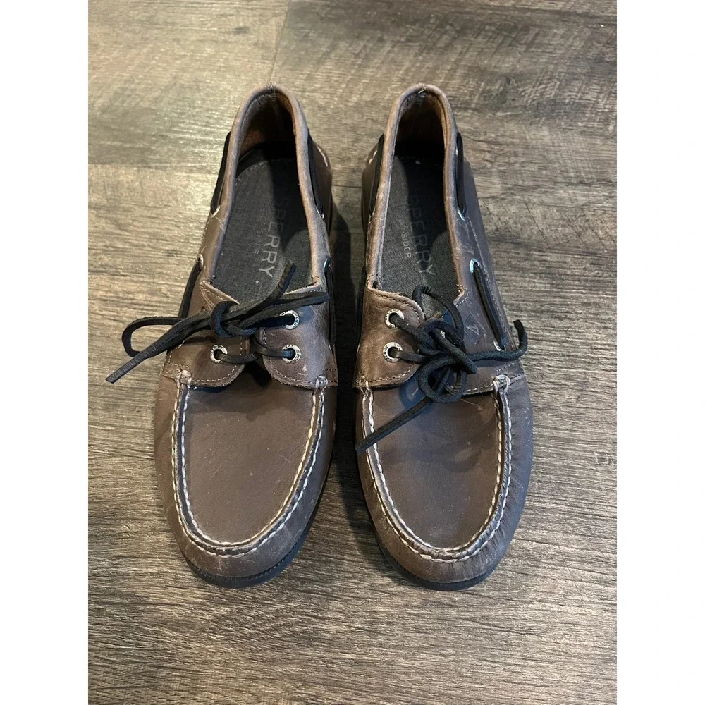 Sperry Mens Boat Shoes Authentic Original Leather Brown Size 7 M STS17987